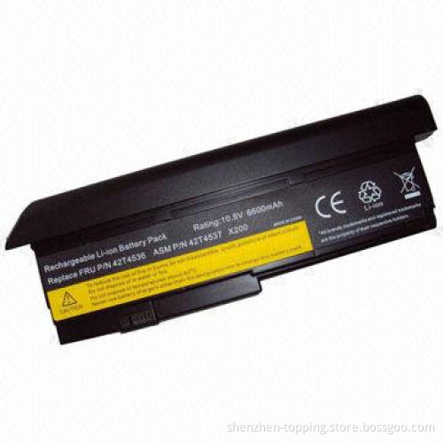 9 cells 6600mAh Laptop battery for thinkpad X200, X200S, voltage of 10.8, Li-Ion type